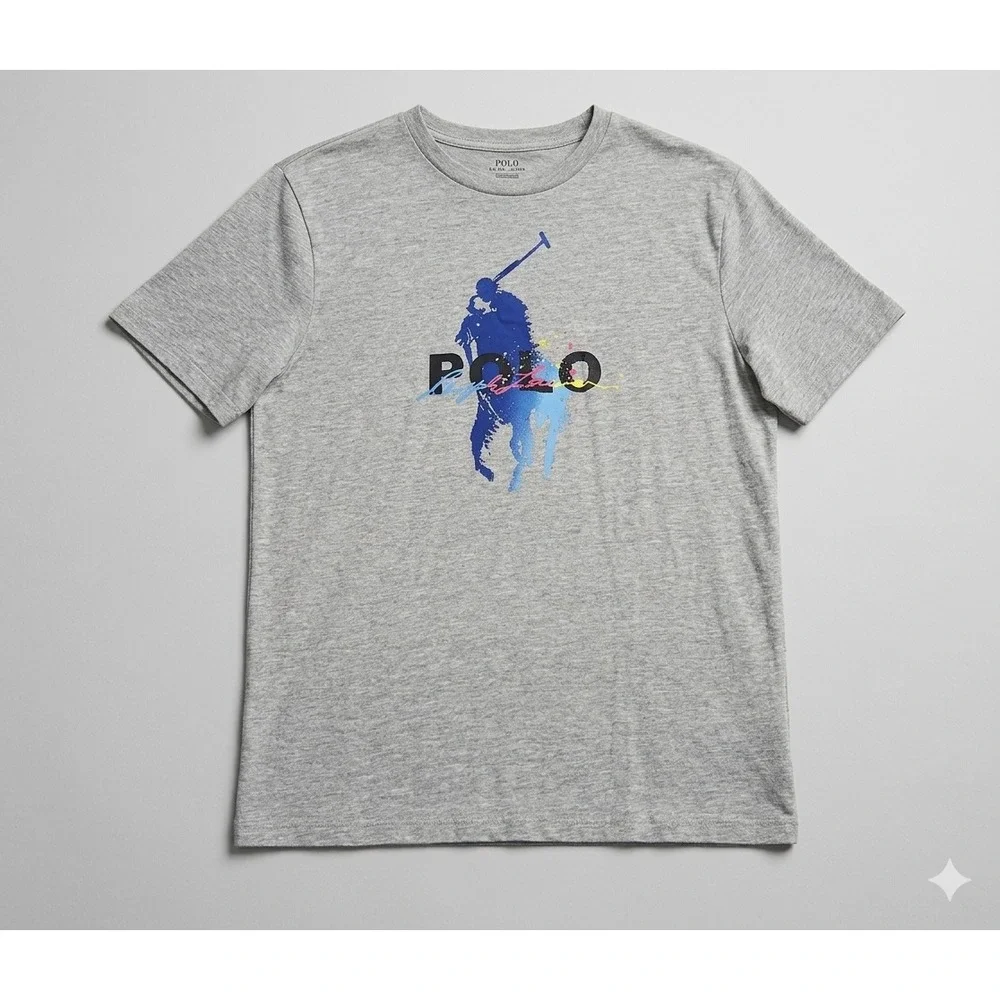 Polo Ralph Lauren‎ Big Pony Paint Splatter Graphic T Shirt Tee Youth XL Adult S